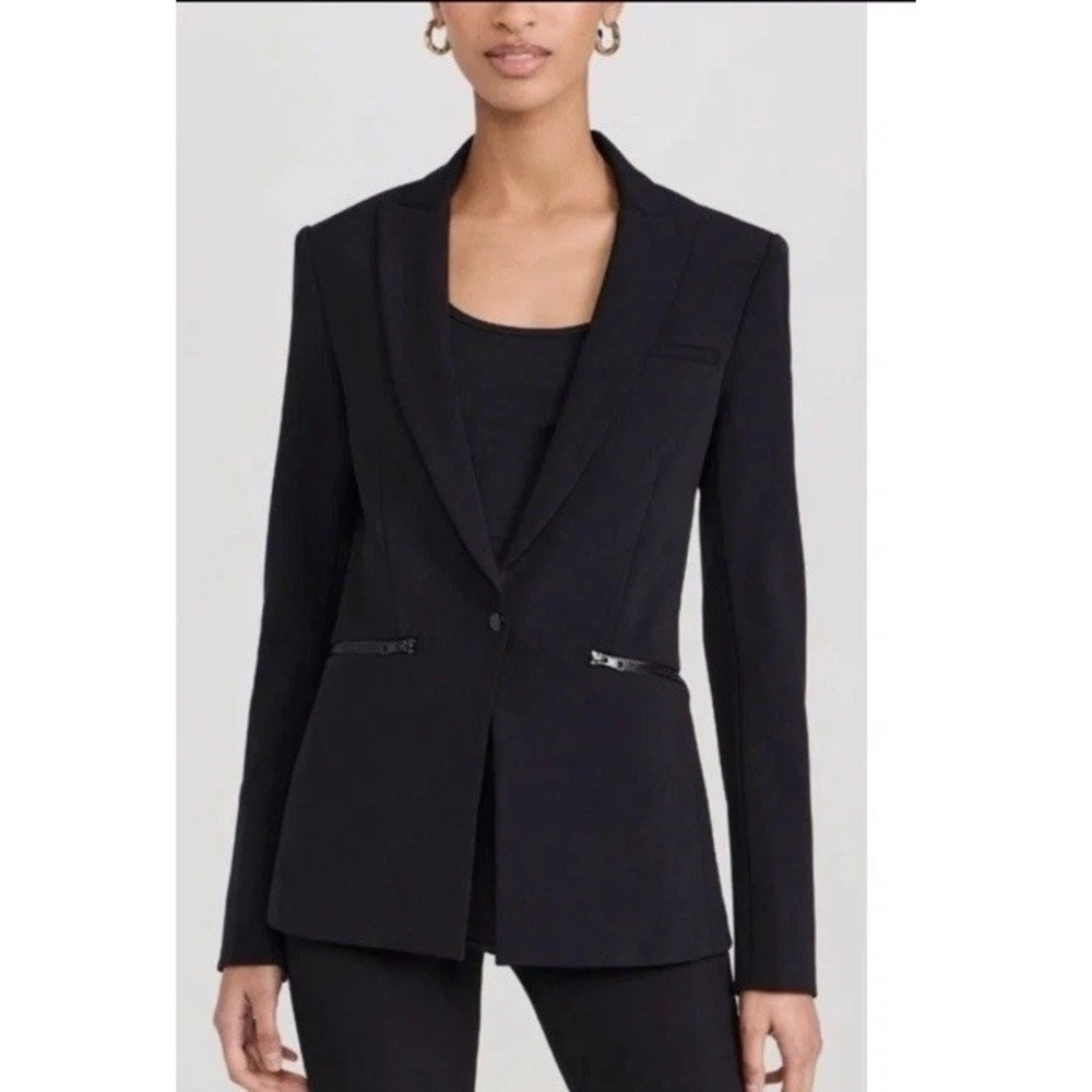 Veronica Beard Scuba Dickey Jacket Black Single Button Blazer COREBSS1256